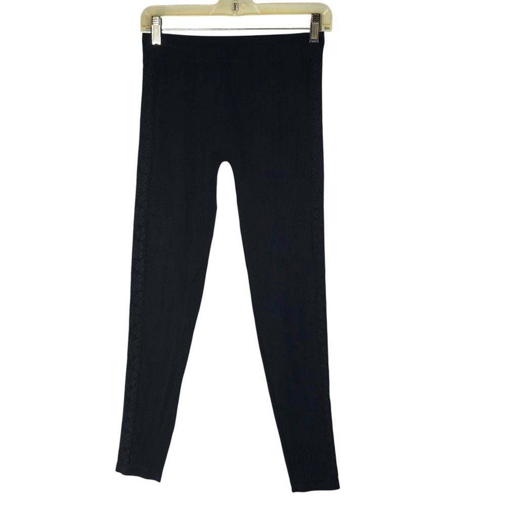 Say What? Womens Black‎ Lace Side Stripe Leggings Size Medium Y2K GothCore